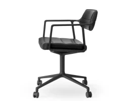 Vipp 453 Swivel Stol | Hjul | Svart Läder, Svart Ram
