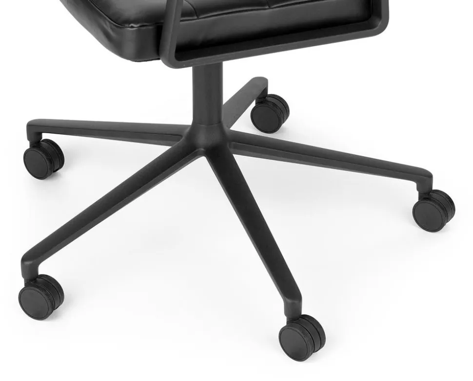Vipp 453+ Swivel Stol | Hjul | Svart Läder, Svart Ram