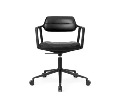 Vipp 453+ Swivel Stol | Hjul | Svart Läder, Svart Ram