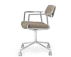 Vipp 453 Swivel Stol | Hjul | Textil Mörk Sand, Polerat Aluminium