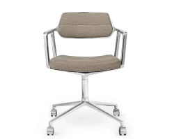Vipp 453 Swivel Stol | Hjul | Textil Mörk Sand, Polerat Aluminium