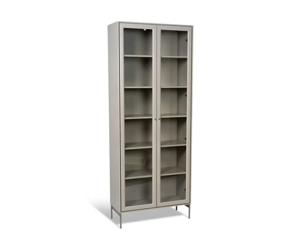 Volt Skåp Glasdörr 190 | Beige / Rostfritt