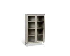 Volt Skåp Glasdörr 130 | Beige / Rostfritt