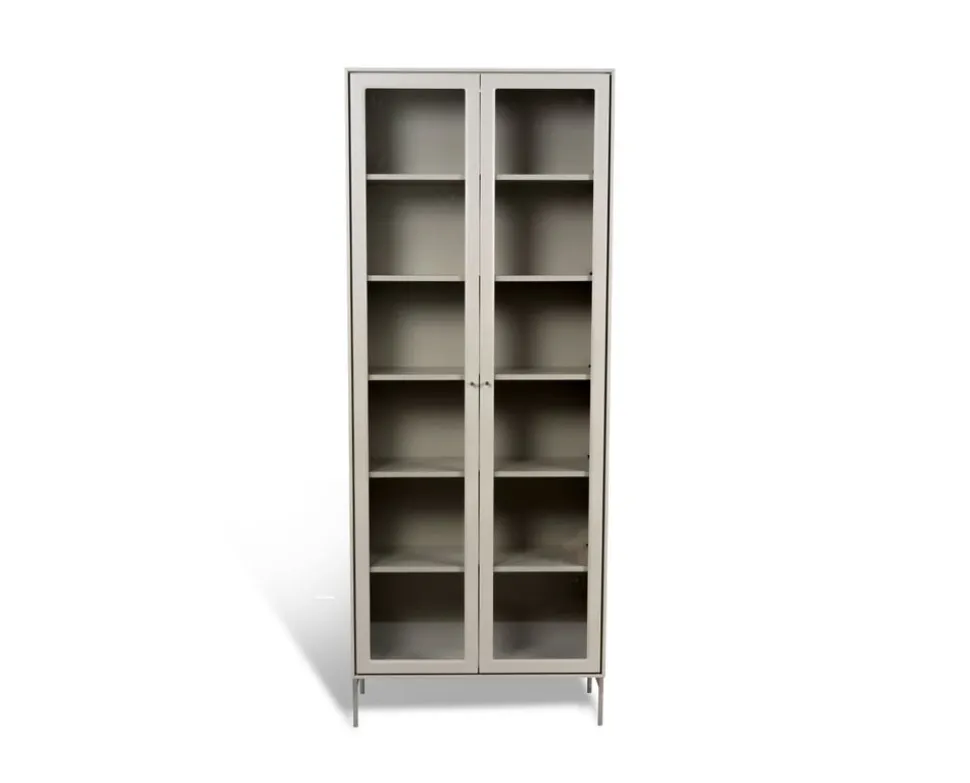Volt Skåp Glasdörr 190 | Beige / Rostfritt