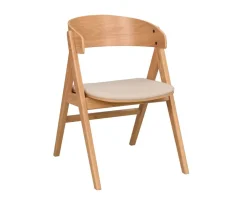 Waterton Karmstol | Lackad Ek / Beige Tyg