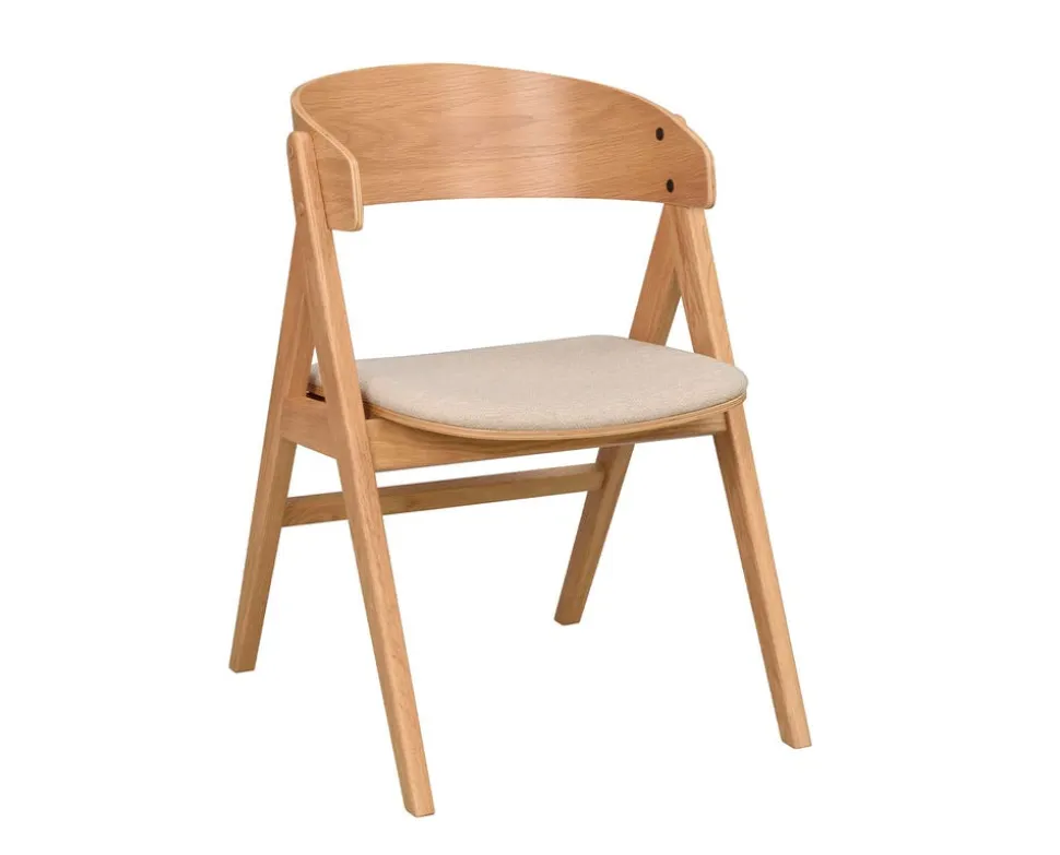 Waterton Karmstol | Lackad Ek / Beige Tyg
