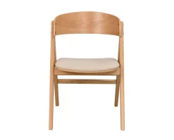 Waterton Karmstol | Lackad Ek / Beige Tyg