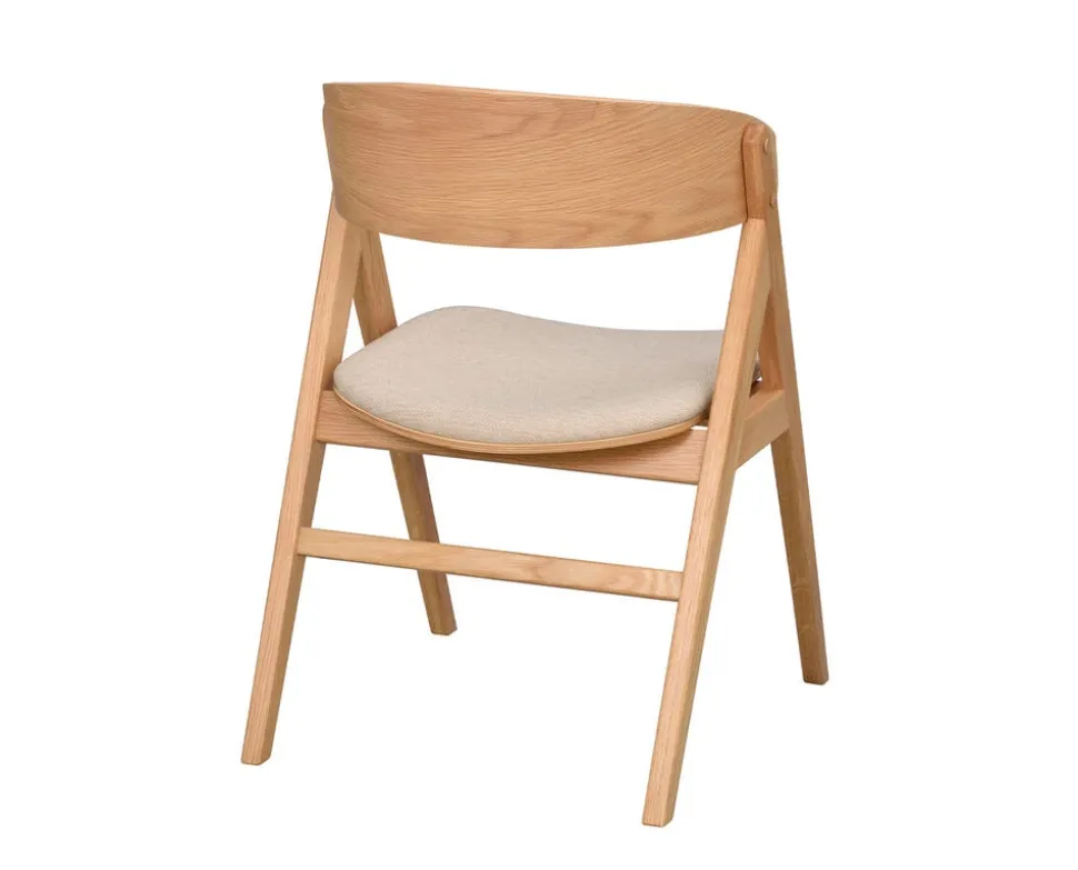 Waterton Karmstol | Lackad Ek / Beige Tyg