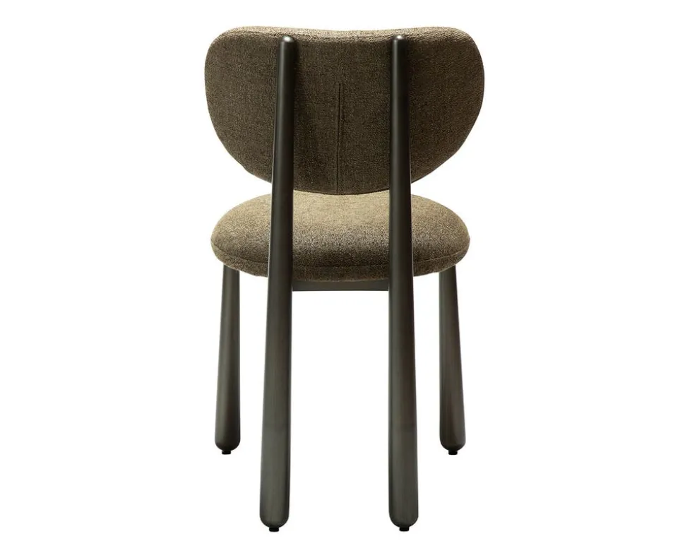 Woke Stol | Dark Olive Bouclé/Antique Pewter