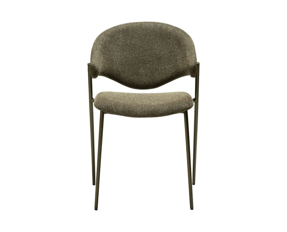 Zone Stol | Dark Olive Bouclé | Antique Pewter