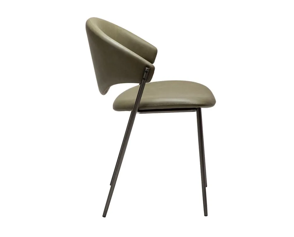 Zone Stol | Dark Olive Konstläder | Antique Pewter