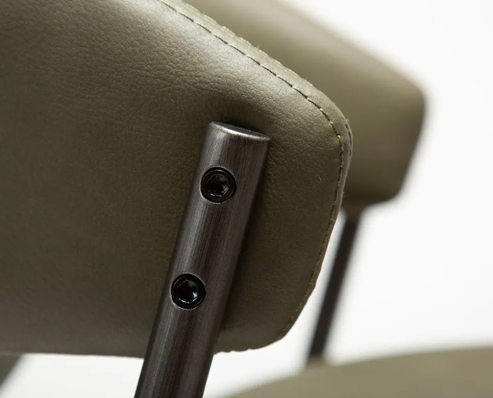 Zone Stol | Dark Olive Konstläder | Antique Pewter